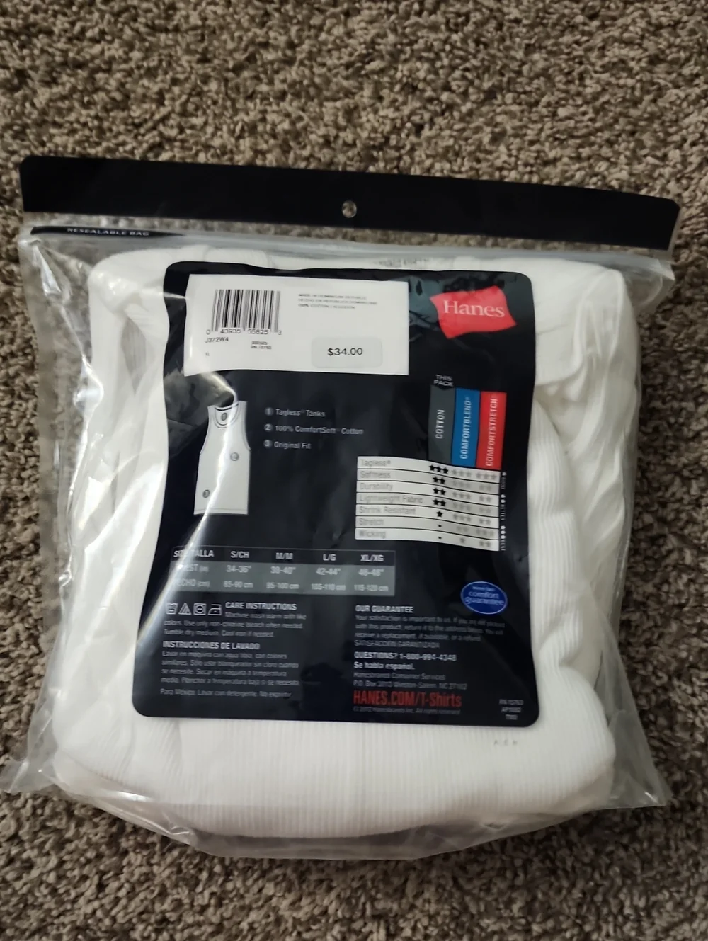 Hanes Mens NEW TAGLESS Tanks